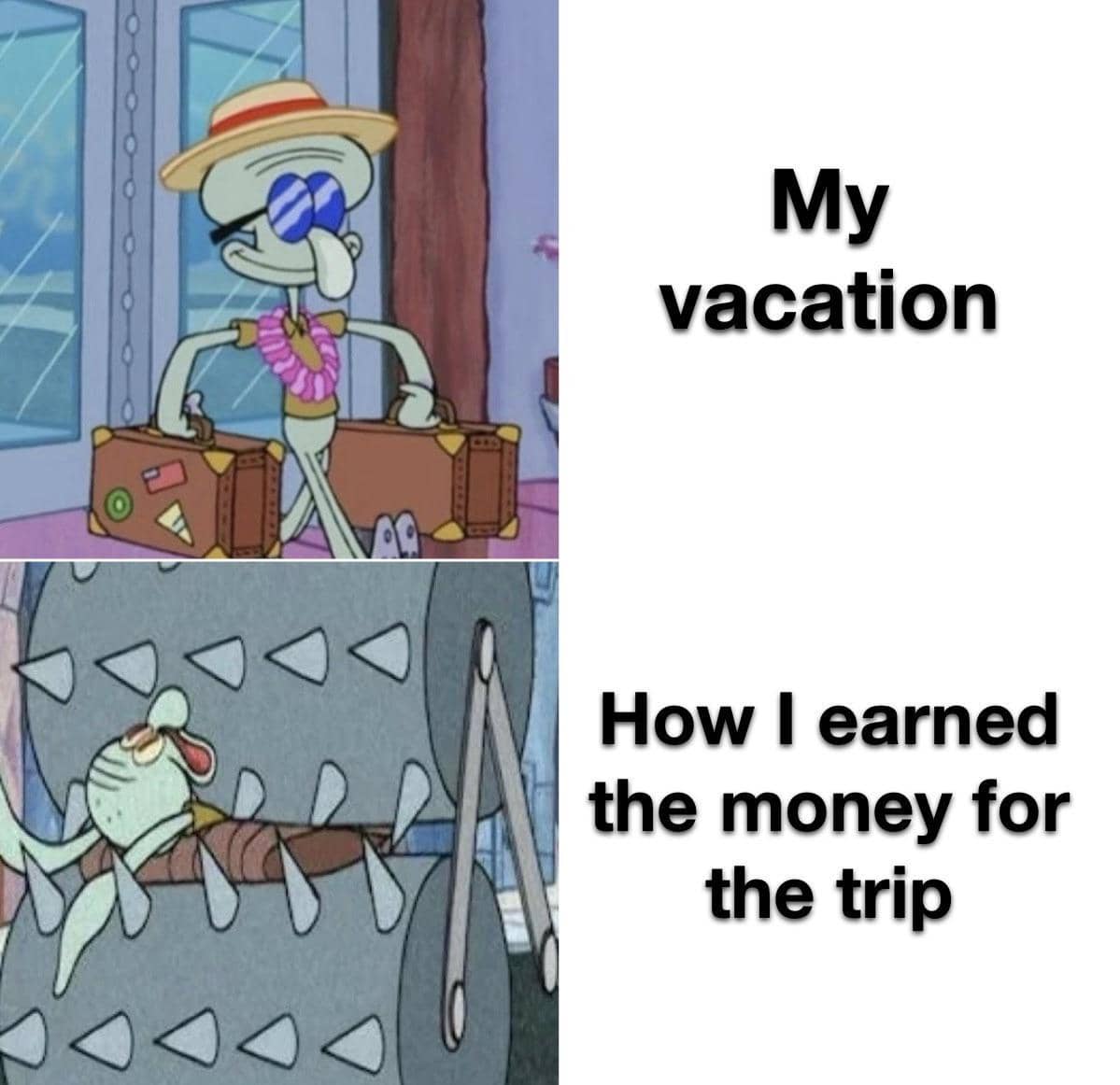 meme SpongeBob tentang liburan