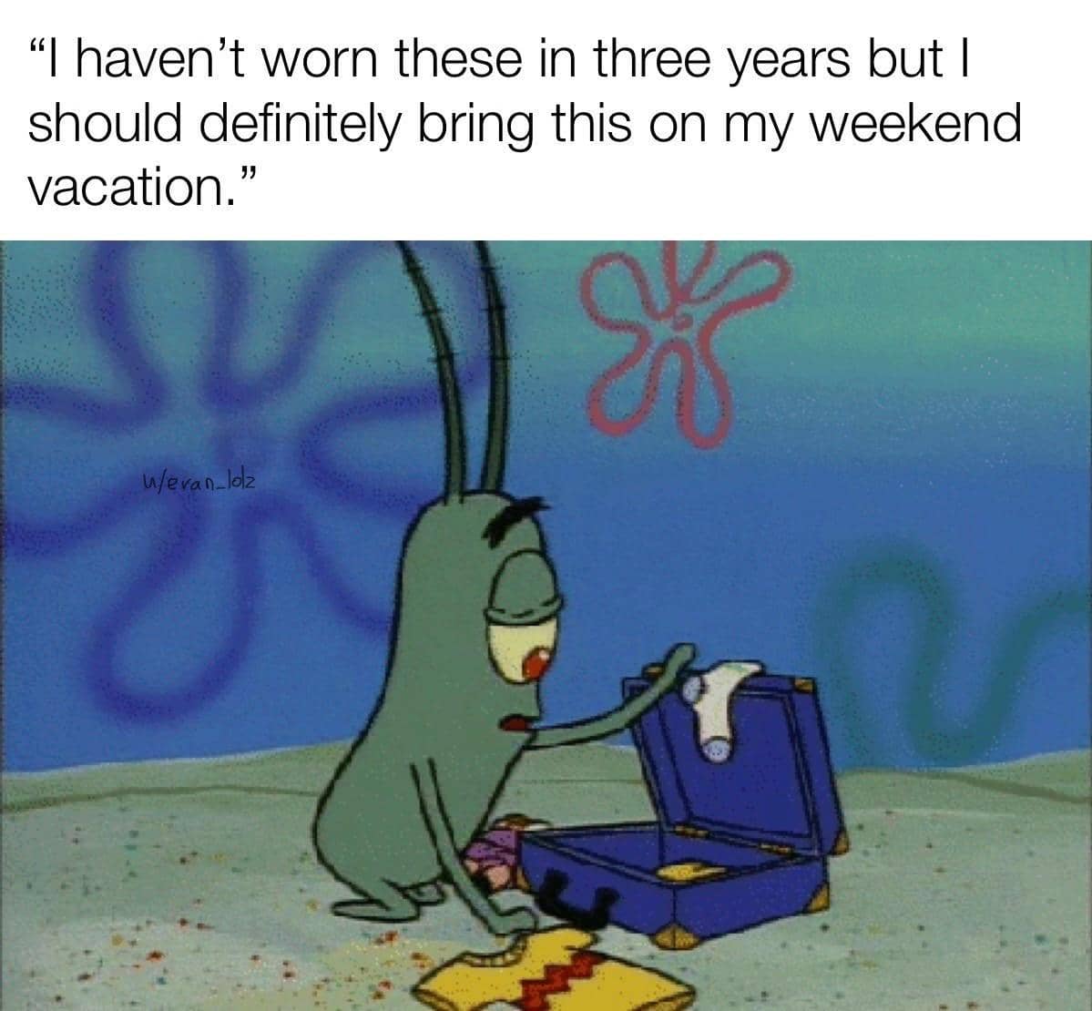 meme SpongeBob tentang liburan
