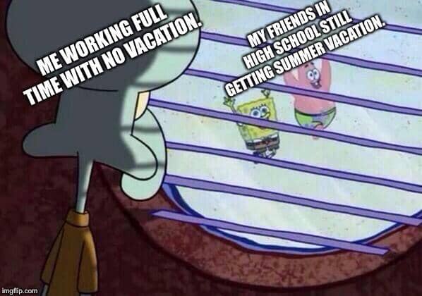 meme SpongeBob tentang liburan