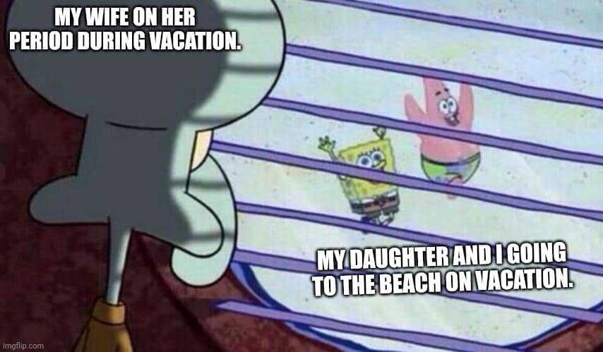 meme SpongeBob tentang liburan