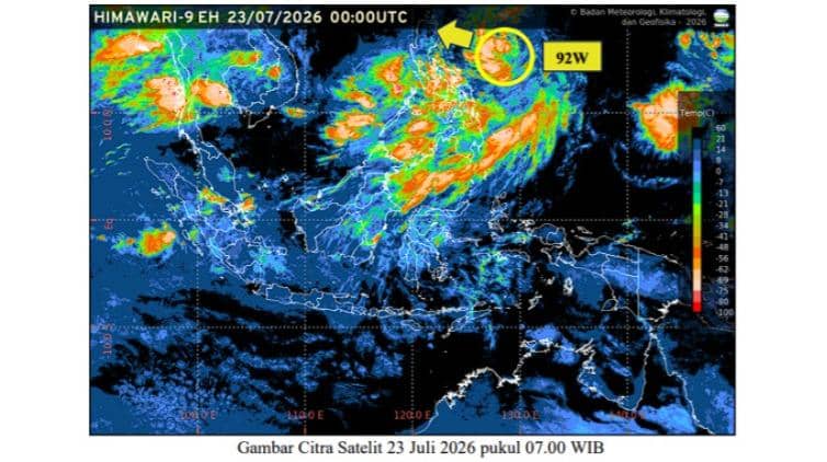 Muncul Bibit Siklon Tropis 92W, Masyarakat Diimbau Waspada Cuaca Ekstrem