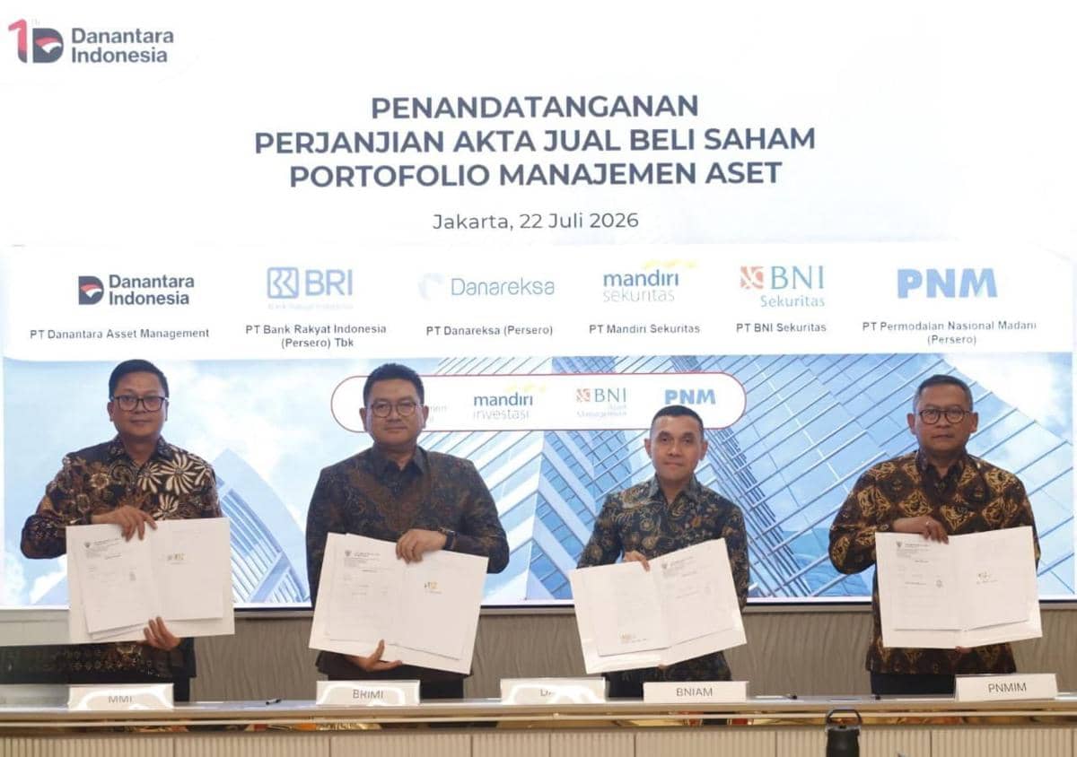 Penandatanganan Perjanjian Akta Jual Beli Saham Portofolio Manajemen Aset yang dilaksanakan di Wisma Danantara Indonesia, Jakarta, Rabu (22/