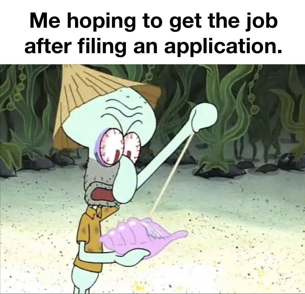 meme SpongeBob tentang pengangguran