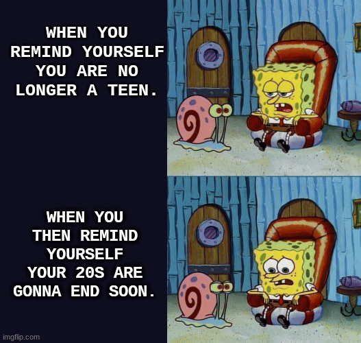 meme SpongeBob merasa tua