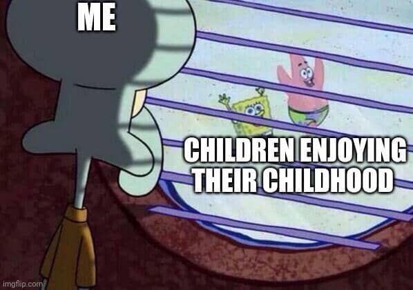 meme SpongeBob merasa tua