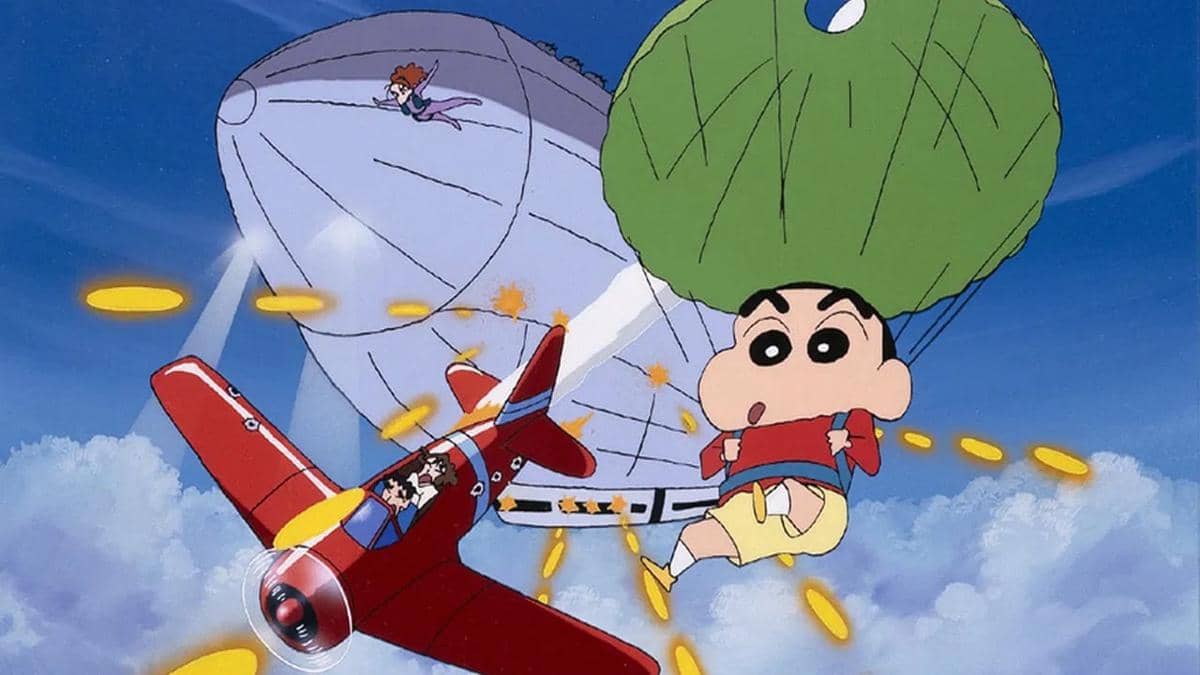Cuplikan animasi dari film Crayon Shinchan: Blitzkrieg! Pig's Hoof's Secret Mission yang penuh aksi.