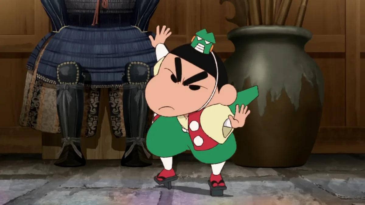Cuplikan adegan dari film Crayon Shinchan: Spooky! My Yokai Vacation yang menghadirkan karakter Shinchan.