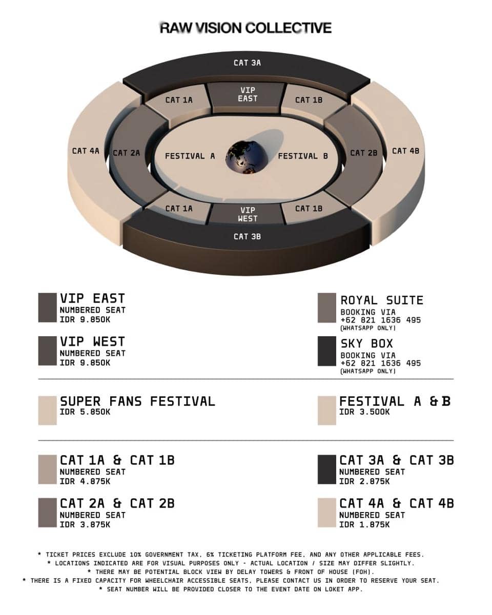 Seating plan dan harga tiket konser Kanye West di Jakarta 2026 (instagram.com/rawvision.collective)