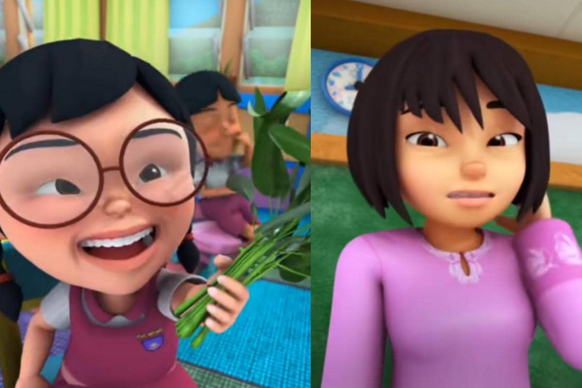 Mei Mei dengan polos bertanya pada Cikgu Melati apakah kangkung juga bisa dibuat jadi jus atau tidak?