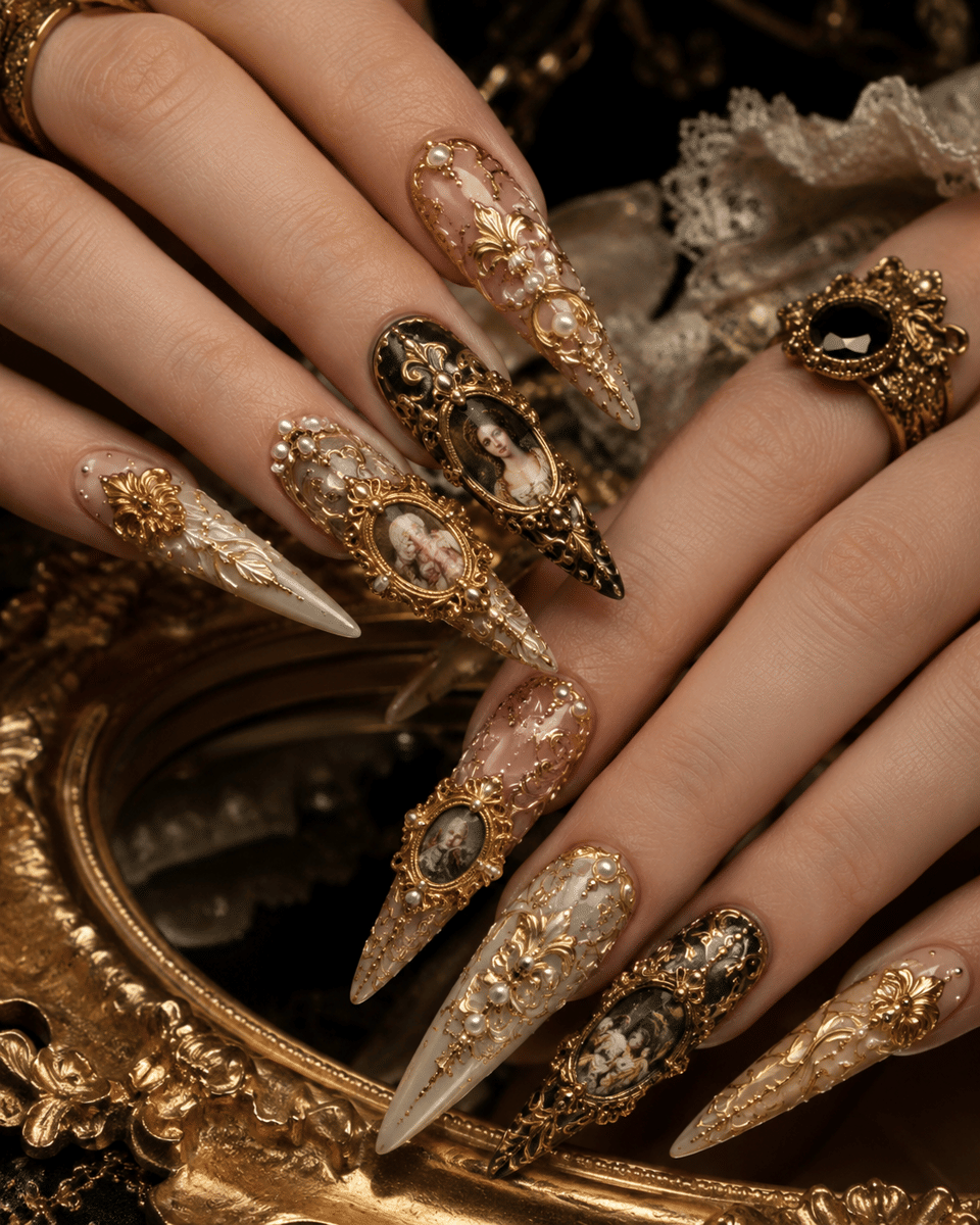 Inspirasi nail art bertema baroque