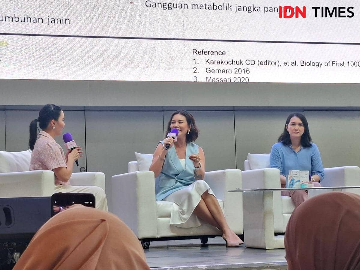 Aline Adita dalam acara Pesta Anak Bahagia 2026 by Popmama.com pada Jumat (25/7/2026) di Gandaria City, Jakarta Selatan.