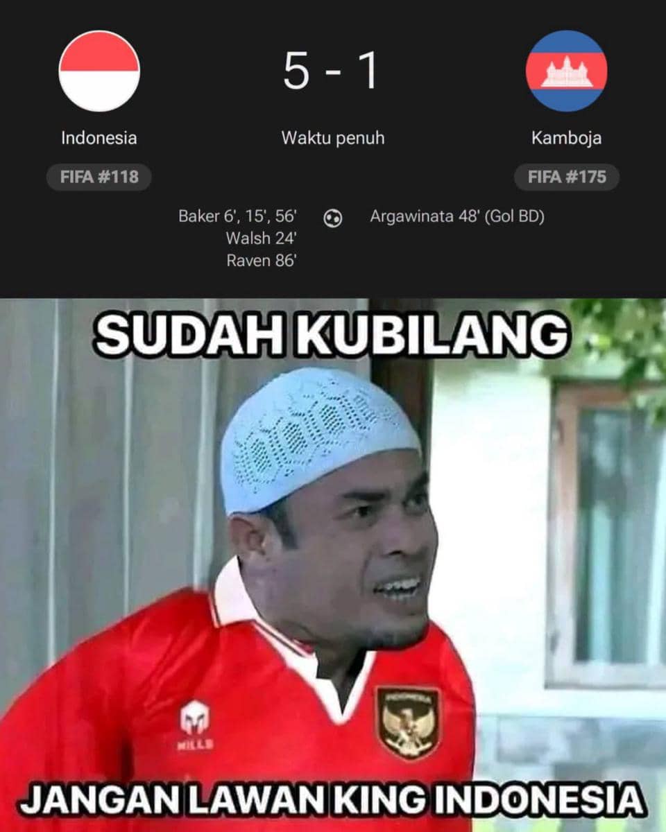 meme Indonesia menang lawan Kamboja