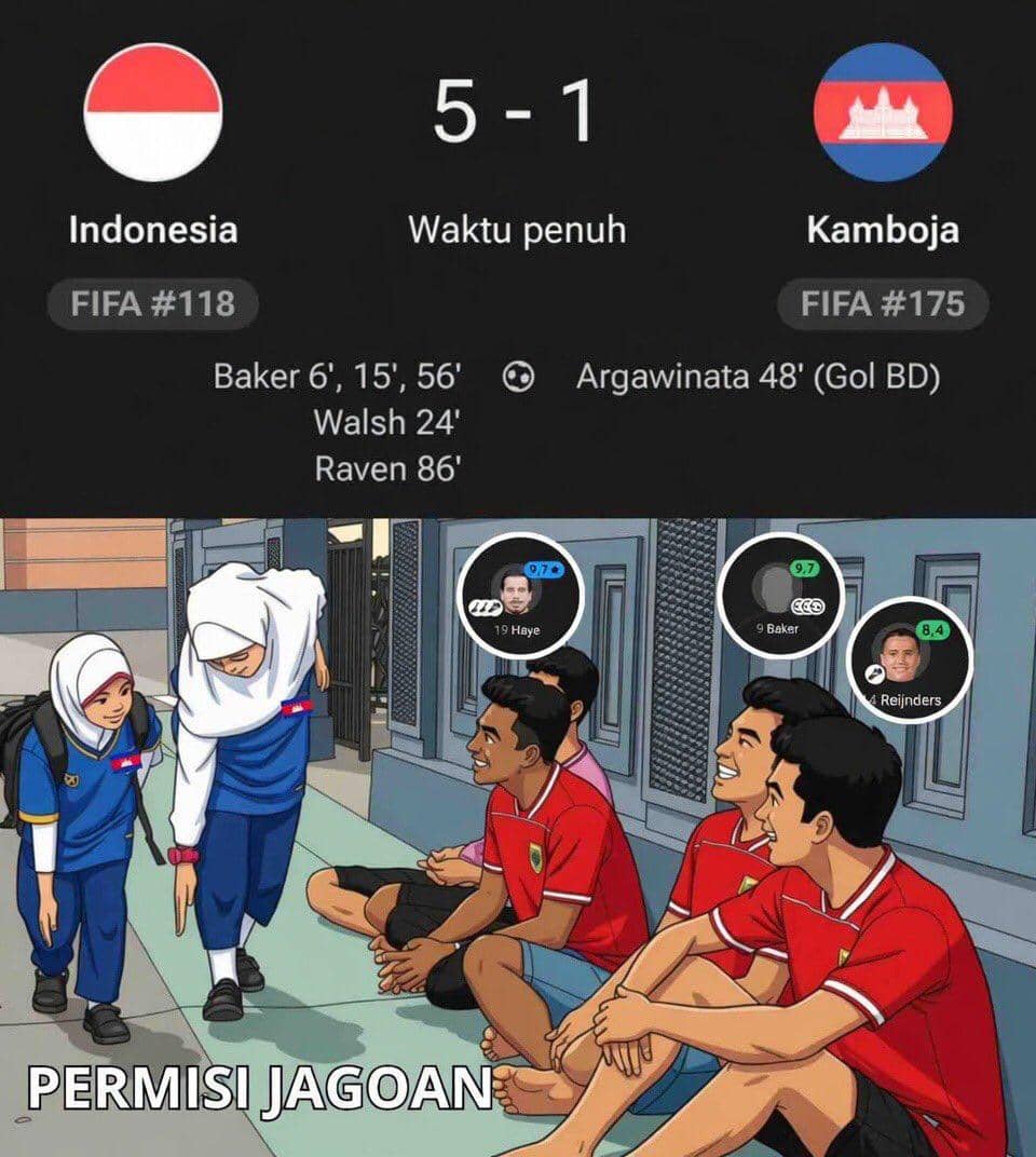 meme Indonesia menang lawan Kamboja