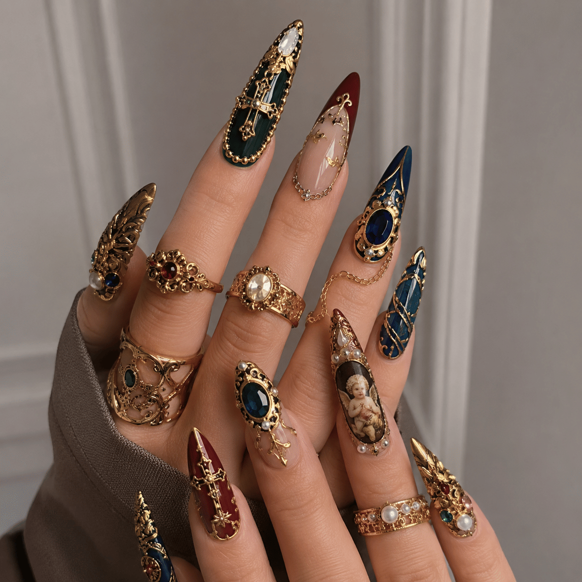 Inspirasi nail art bertema baroque