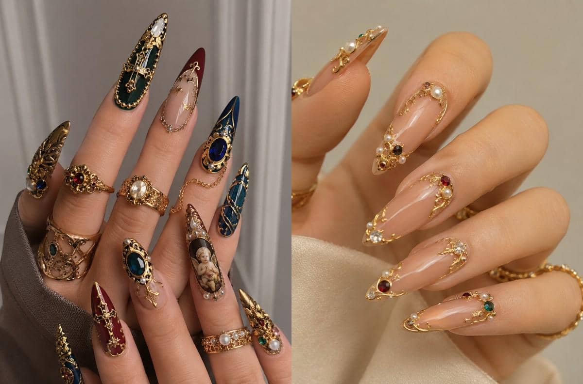8 Inspirasi Nail Art Bertema Baroque, Penuh Drama dan Ornamen!