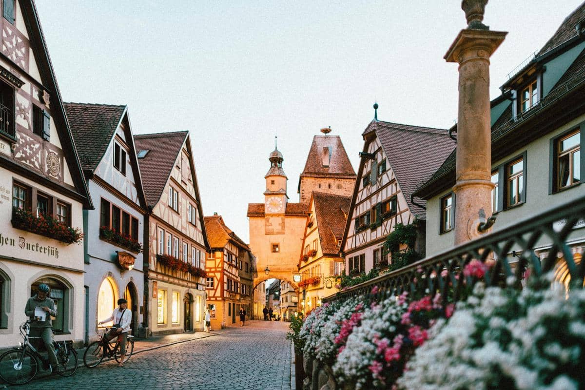ilustrasi kota Rothenburg ob der Tauber, Germany