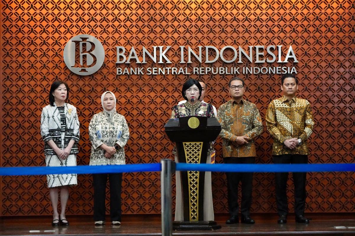 Destry Damayanti dalam konferensi pers di Gedung Bank Indonesia BI, Jakarta, Senin (27/7/20