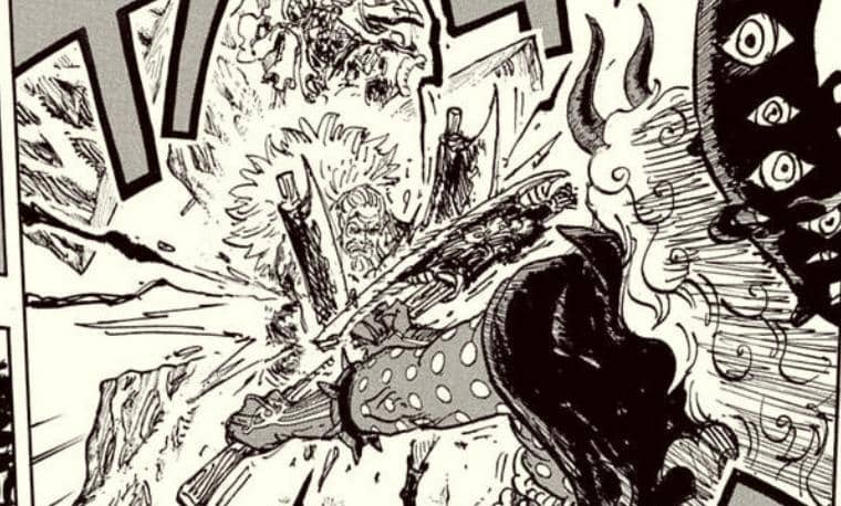 Scopper Gaban menahan Nerona Imu. (Dok. Shueisha, Eiichiro Oda/One Piece)