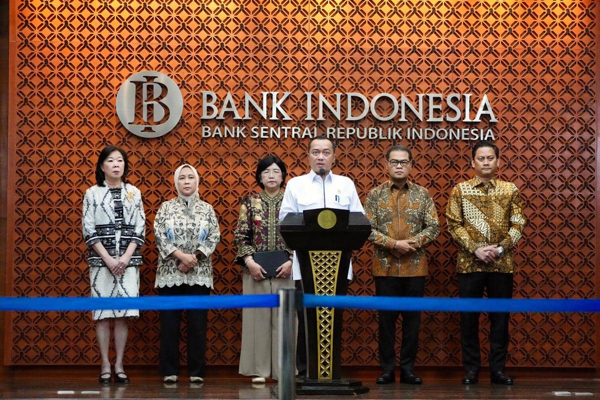 Mensesneg, Prasetyo Hadi dalam konferensi pers di Gedung Bank Indonesia (BI), Jakarta, Senin (27/7/2026). 