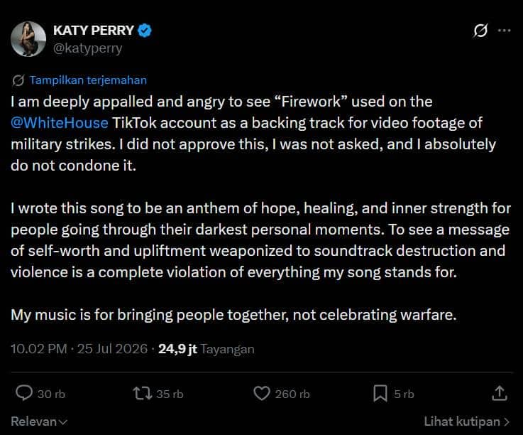 Katy Perry protes lagu Firework digunakan untuk video serangan ke Iran.jpg