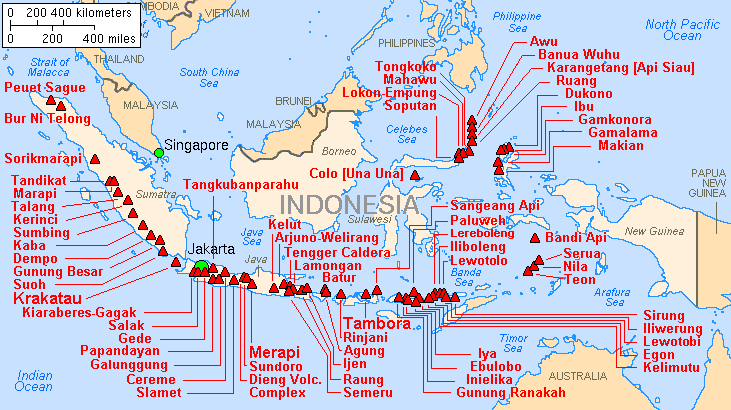 ilustrasi peta gunung berapi di Indonesia