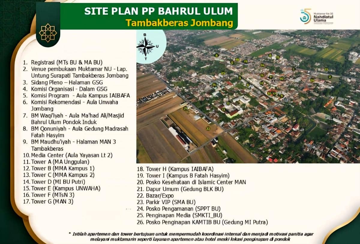 Catat! Ini Denah Lokasi Muktamar ke-35 NU di Tambakberas Jombang