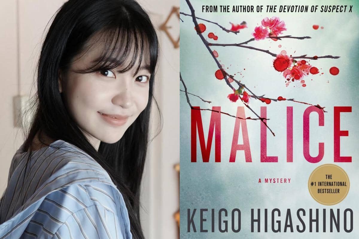 Yeri Red Velvet dan cover buku Malice karya Keigo Higashino