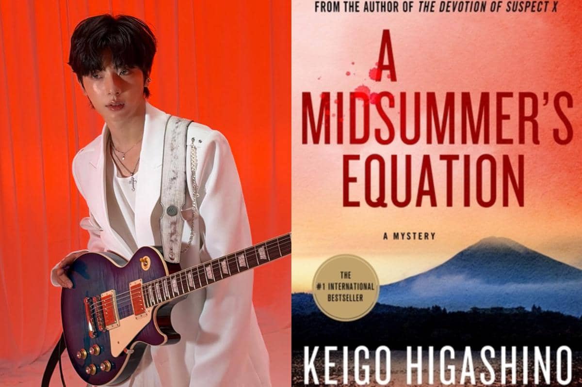 Kanghyun ONEWE dan cover buku A Midsummer's Equation karya Keigo Higashino