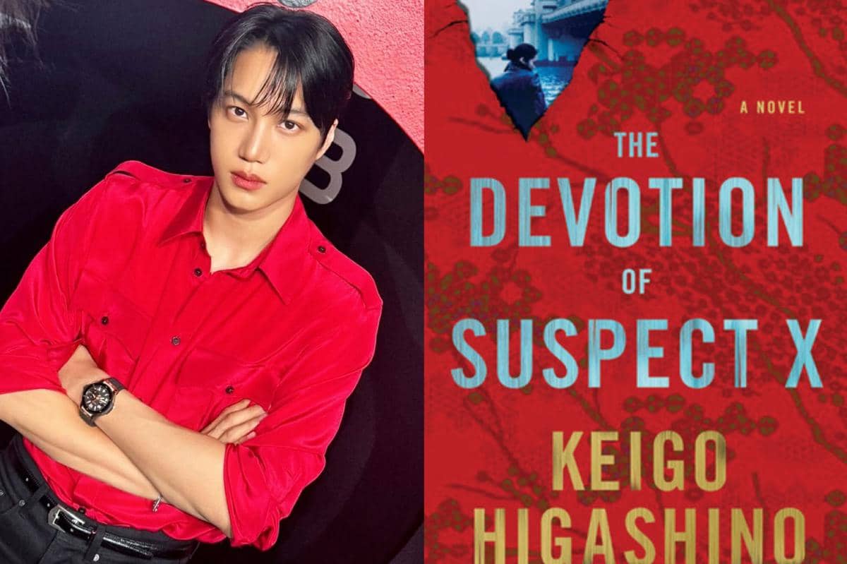 Kai EXO dan cover buku The Devotion of Suspect X karya Keigo Higashino