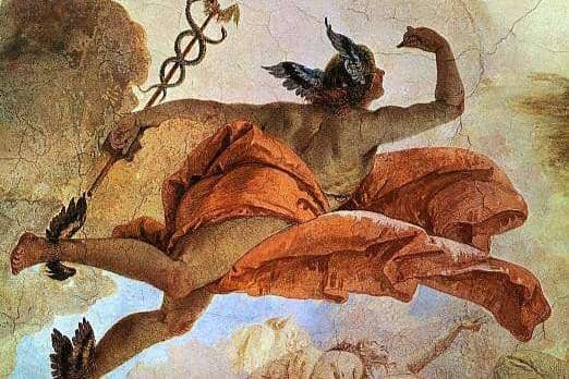 lukisan Hermes di dinding Tiepolo di Palazzo Clerici di Milan