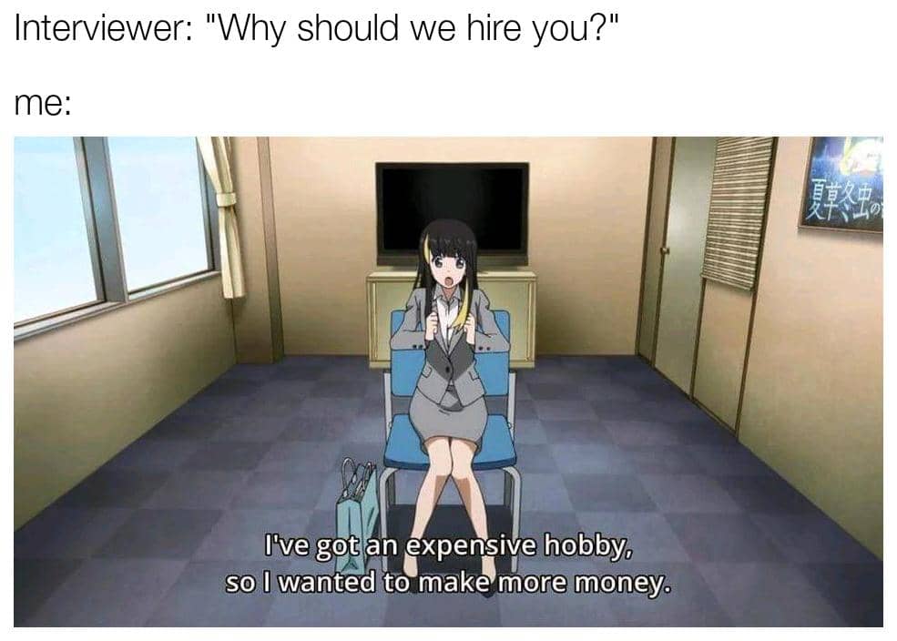 meme anime tentang pewawancara