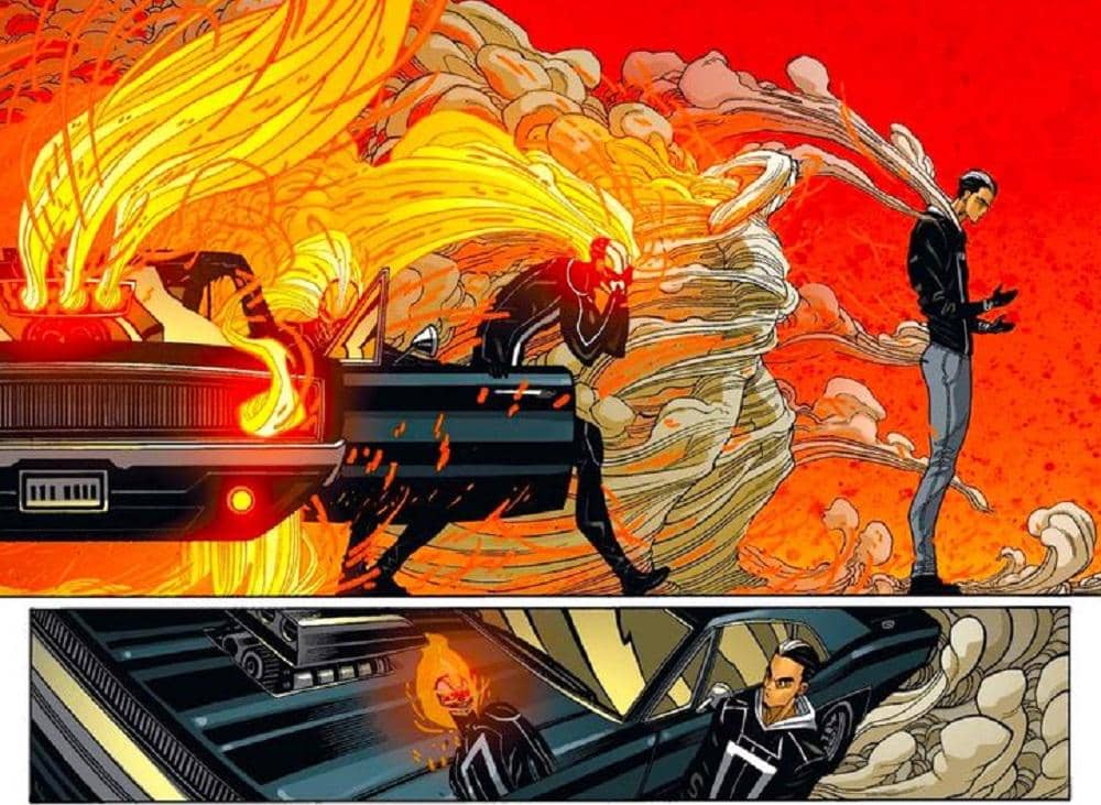 ghost rider versi Robbie Reyes dan Dodge Charger berapi