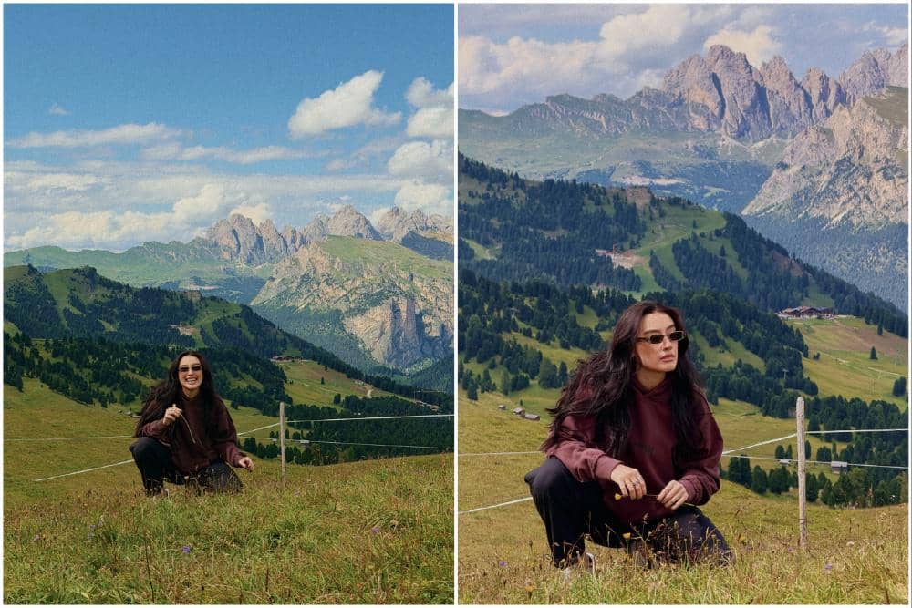 9 Potret Natasha Ryder Menikmati Alam Dolomites, Italia