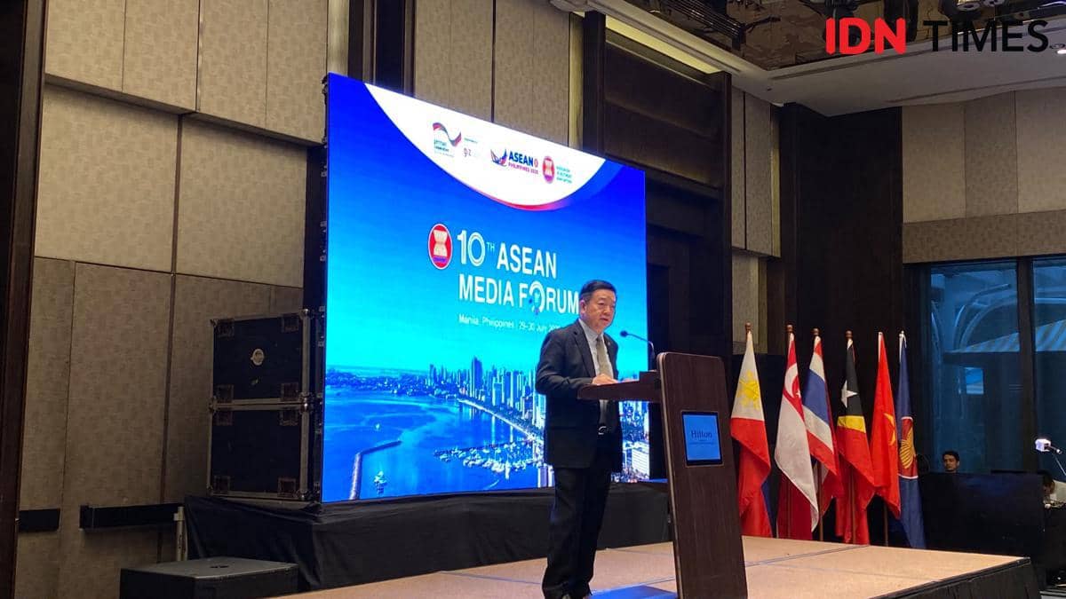 Sekjen ASEAN Kao Kim Hourn dalam ASEAN Media Forum ke-10 (AMF) di Manila, Filipina. 