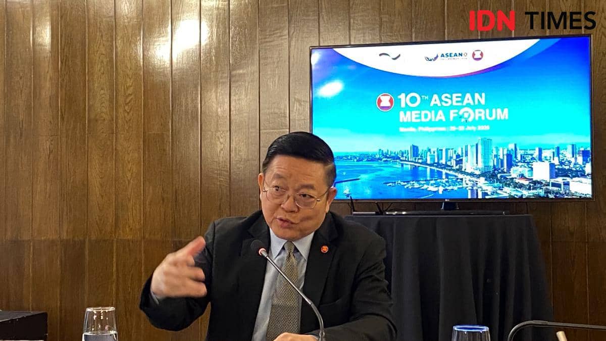 Sekjen ASEAN Kao Kim Hourn dalam ASEAN Media Forum ke-10 (AMF) di Manila, Filipina. 