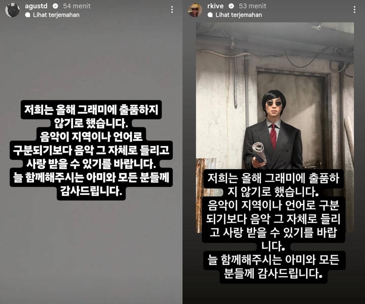 Semua member BTS tidak akan mengirim karya ke Grammy Awards 2026 