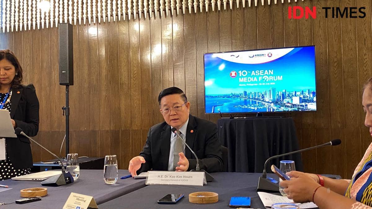 Sekjen ASEAN Kao Kim Hourn dalam ASEAN Media Forum ke-10 (AMF) di Manila, Filipina. 