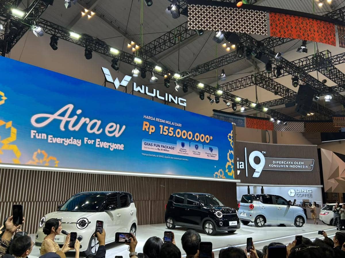 Wuling Aira EV melantai di GIIAS 2026, harga mulai Rp155 jutaan.