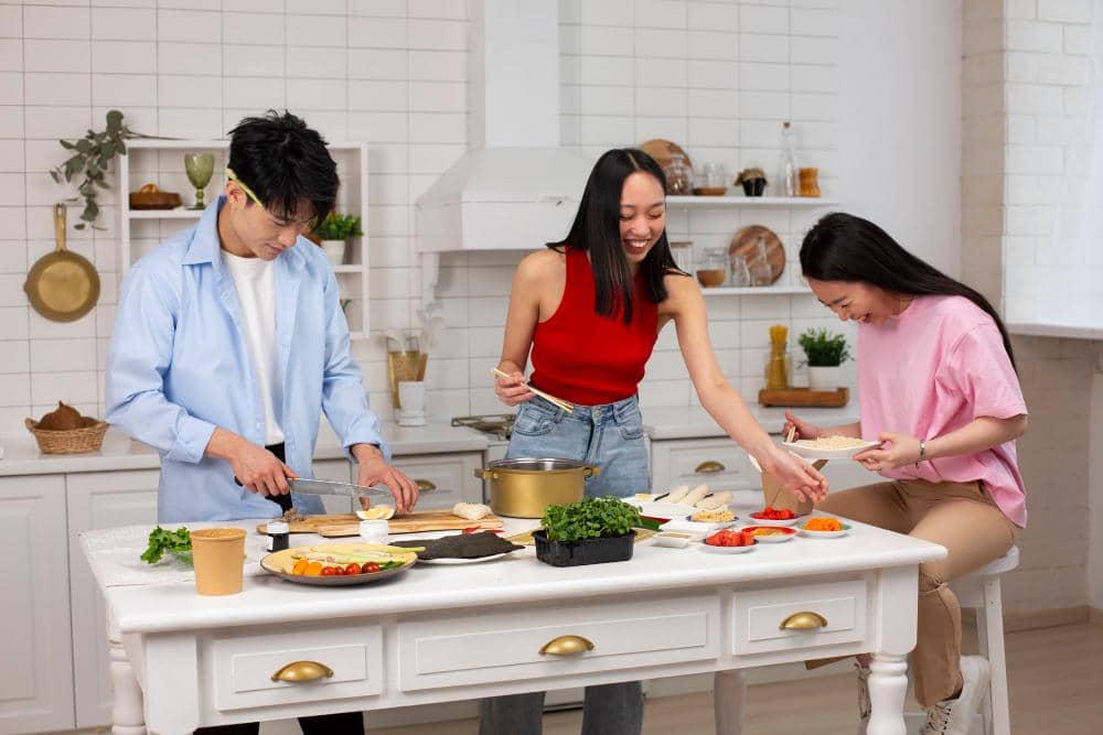 ilustrasi memasak bersama sahabat