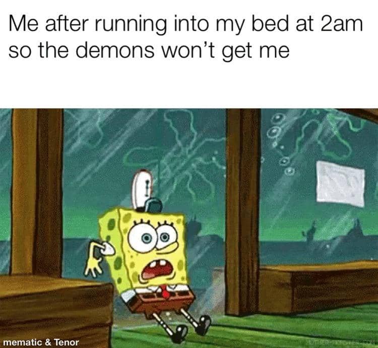meme SpongeBob tentang kasur