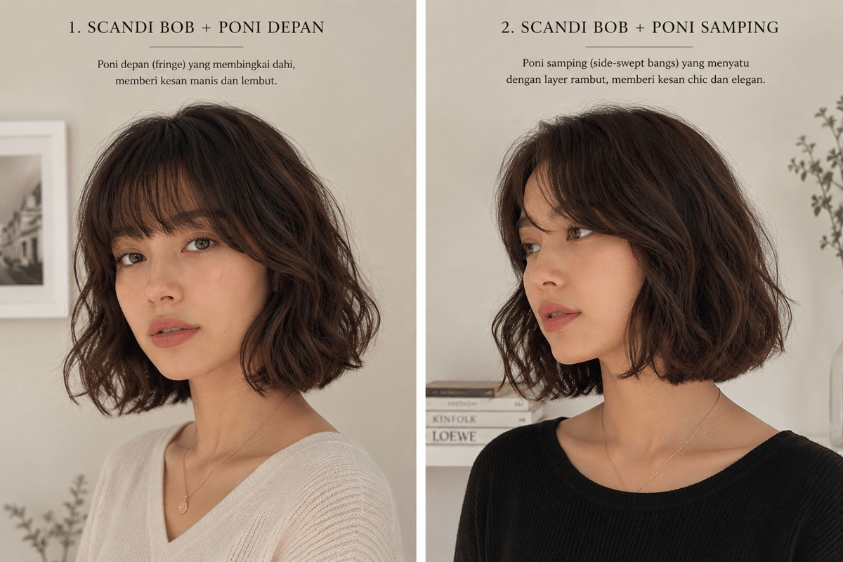Ilustrasi gaya rambut Scandi Bob
