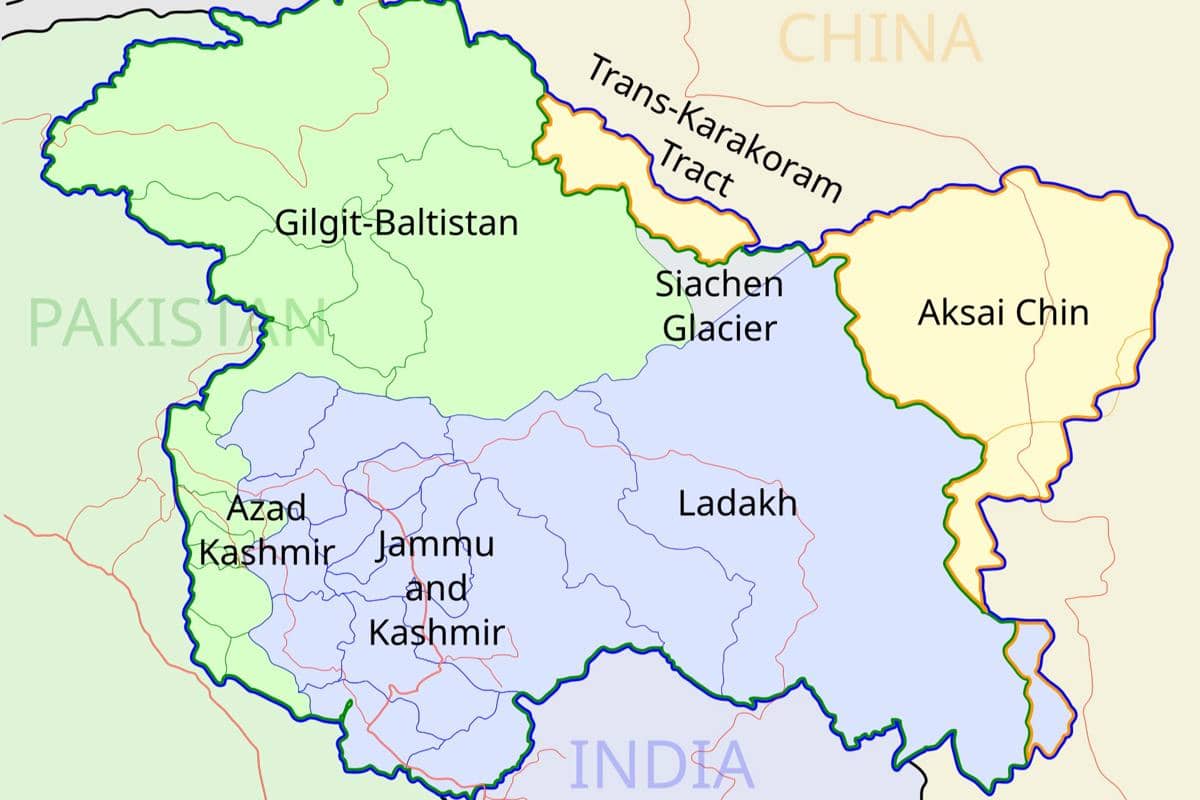 Peta wilayah Kashmir, Pakistan.
