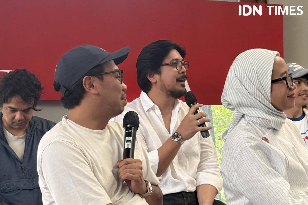 para musisi di presscon EP Garis Tegak pada Kamis (30/7/2026)