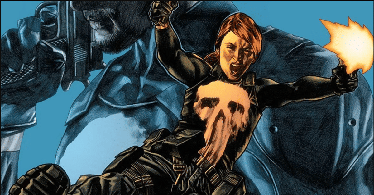 Rachel Cole-Alves, karakter Marvel dalam ilustrasi bergaya komik dengan nuansa aksi dan konflik.