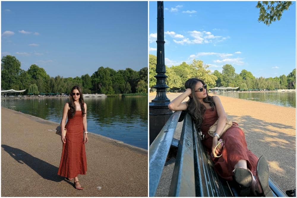10 Potret Yunita Siregar saat Jalan-jalan di Sekitar Hyde Park, London