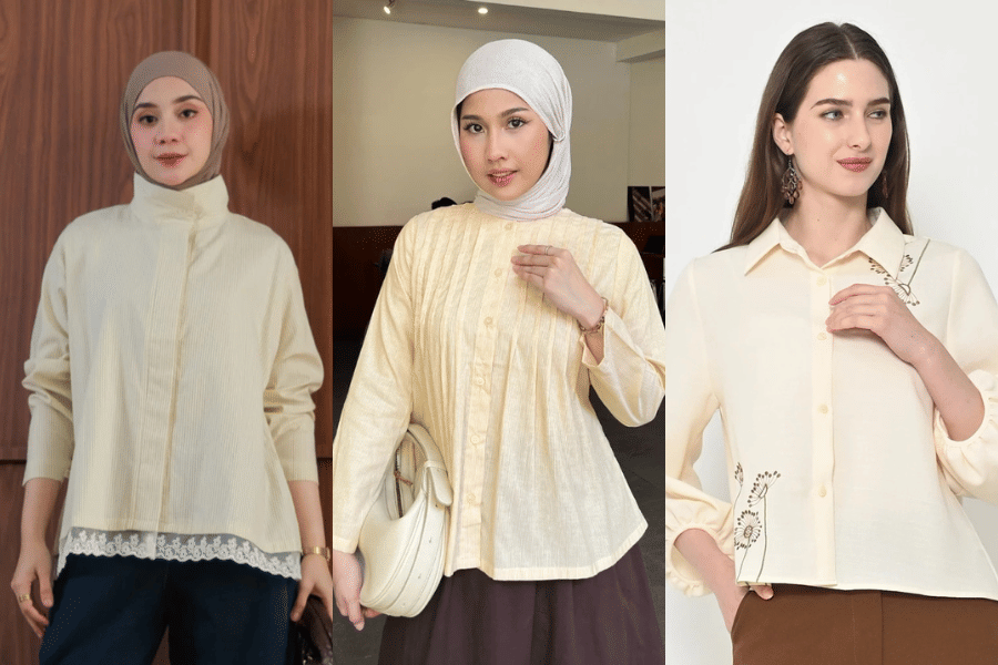 7 Rekomendasi Blouse Nuansa Yellow Butter, Gak Bikin Kulit Kusam