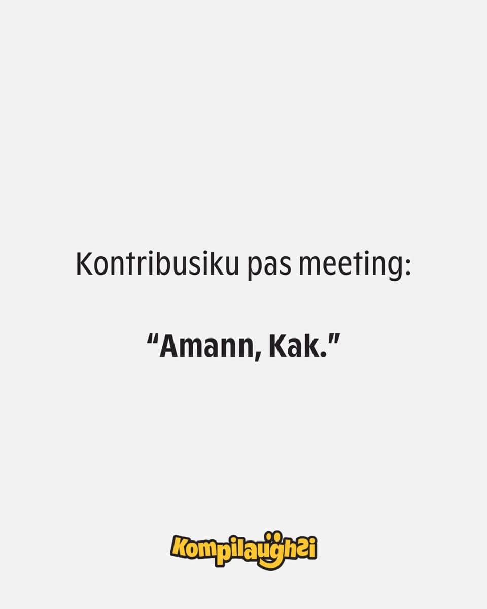 Meme tentang kontribusi saat meeting yang menggambarkan situasi rapat dan partisipasi peserta secara humoris.