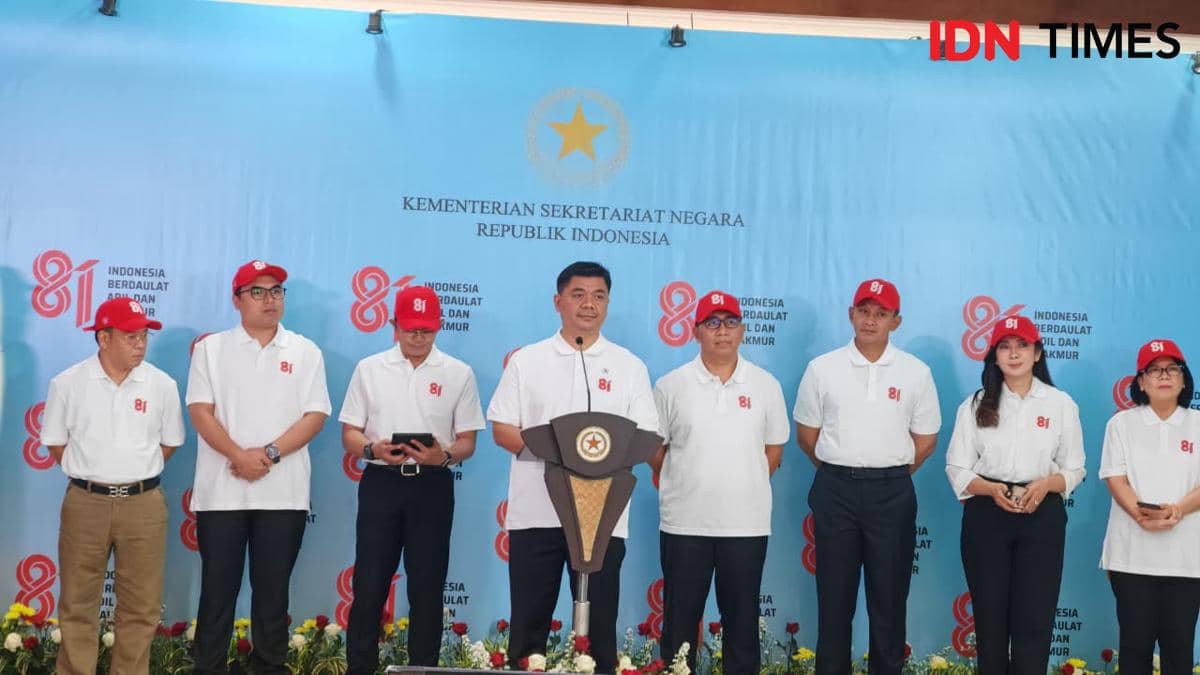 Konferensi pers penyampaian rangkaian agenda HUT ke-81 RI disampaikan Wakil Menteri Sekretaris Negara, Juri Ardiantoro (IDN Times/Ilman Nafi
