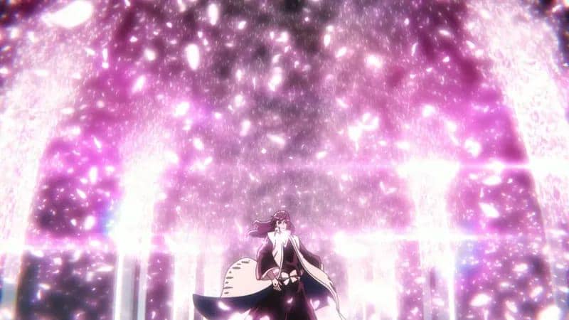 Visual Senbonzakura Kageyoshi dari Bleach dalam ilustrasi anime produksi Studio Pierrot yang bernuansa dramatis.