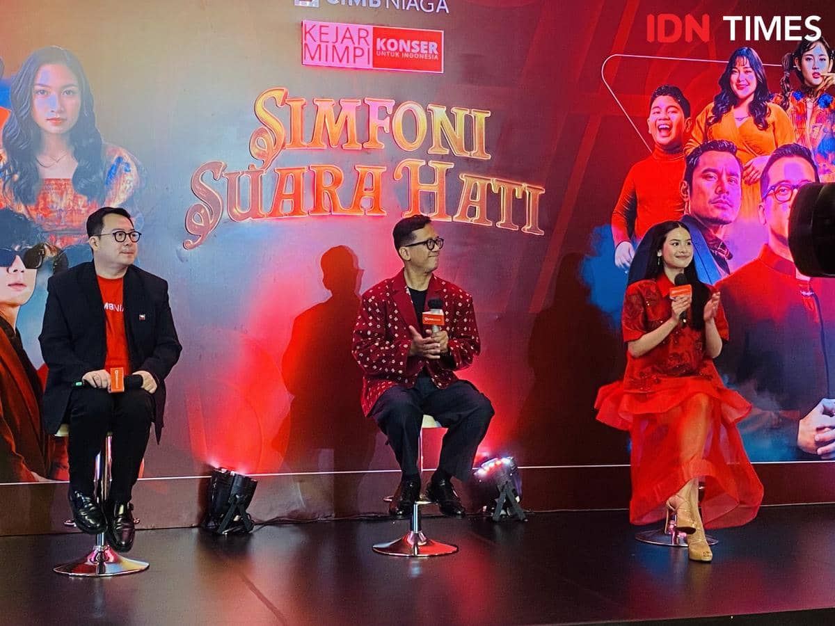 Suasana konferensi pers Konser Kejar Mimpi untuk Indonesia pada Jumat, 31 Juli 2026 diabadikan IDN Times.